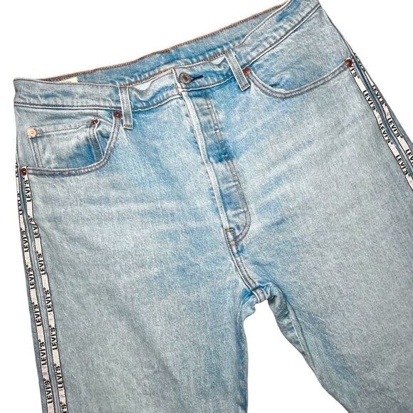 Levi’s 501 Straight Leg Jeans in Light Blue/White/Black Women’s 33/26 - Picture 1 of 12